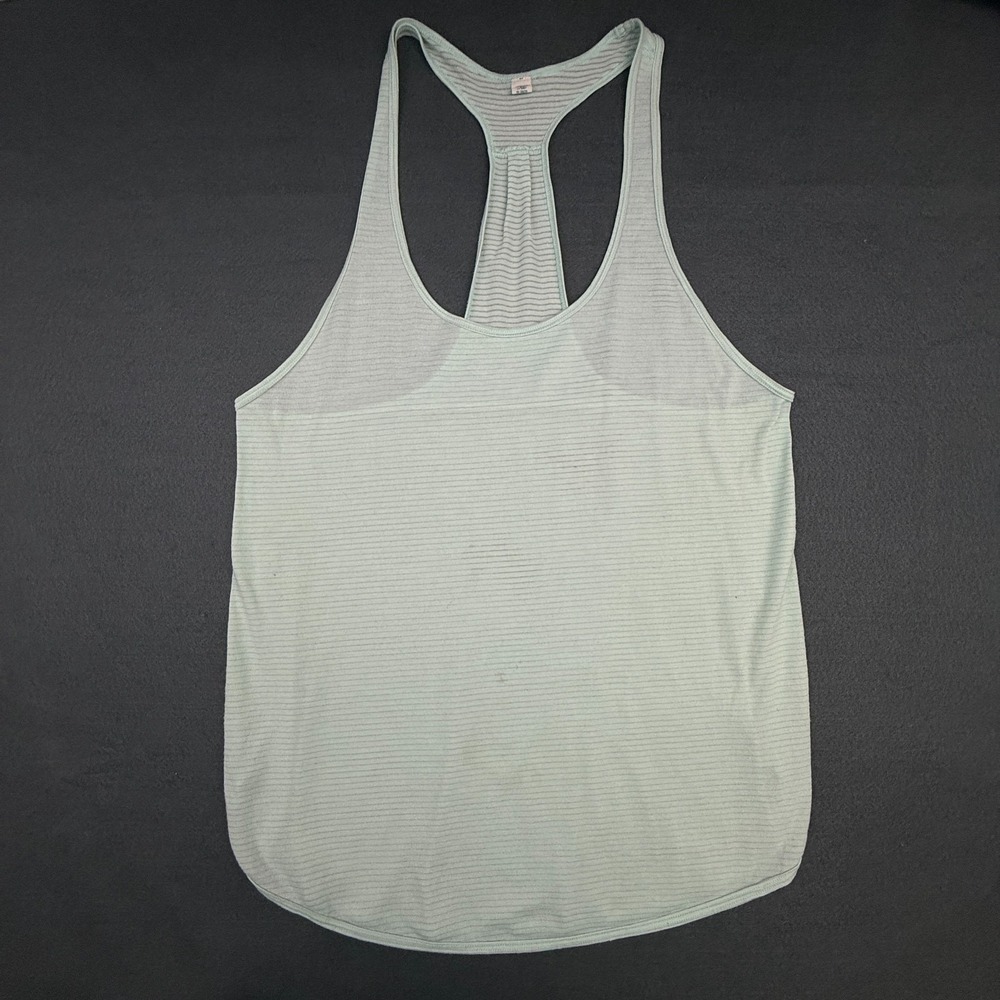 Lululemon 105F Singlet Tank Top Heathered Mint Green Striped Size 6 Racerback